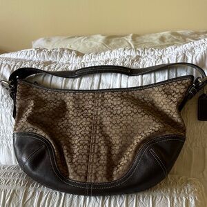 Coach Signature Brown and Dark Brown Shoulder Bag